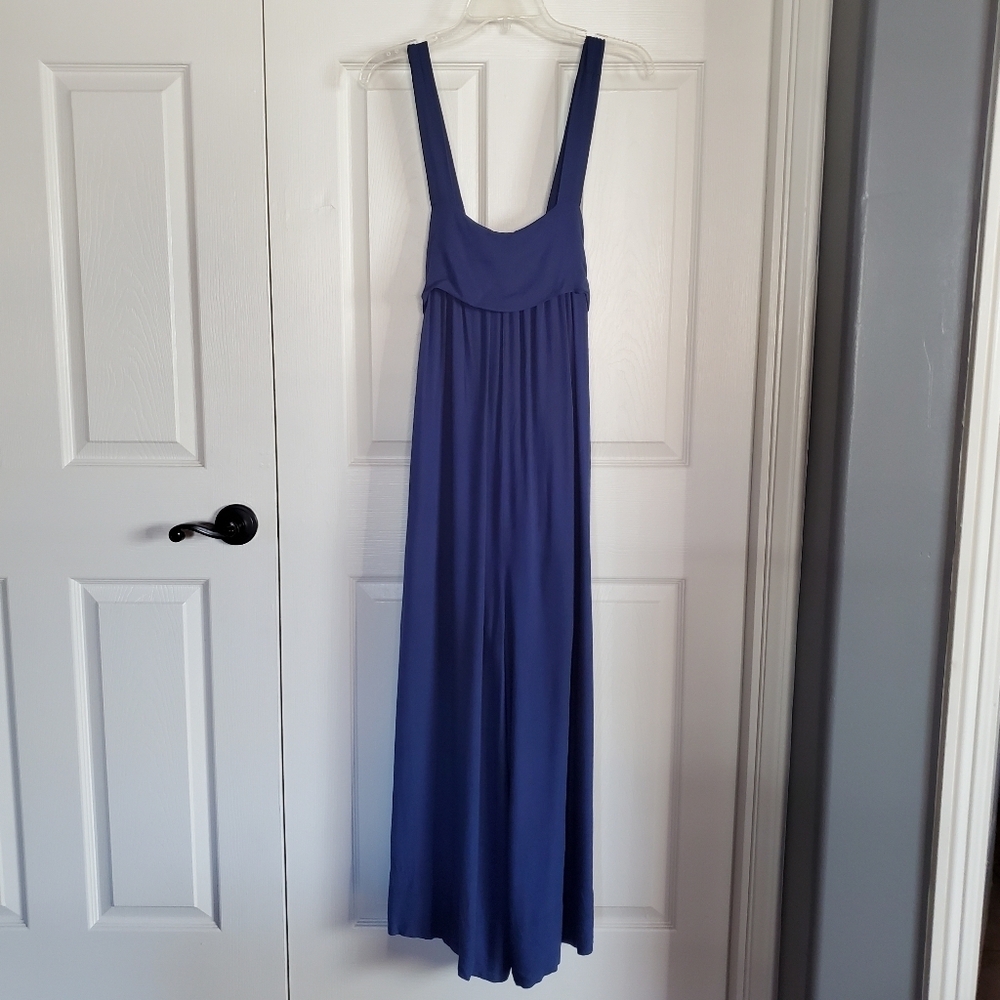 Blue Blush Wide-leg Jumpsuit Sleeveless Loose Fit Blue Back Tie Size Large